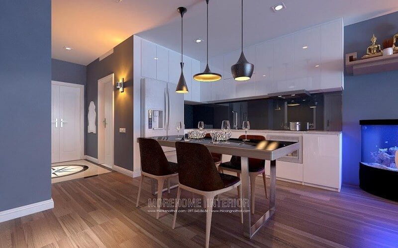 Mẫu bàn ăn chung cư với thiết kế chân sắt,kiểu dáng nhỏ gọn ấn tượng được nhiều gia chủ yêu thích