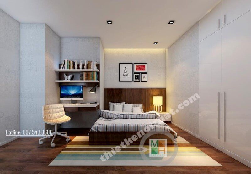 +26 Mẫu phòng ngủ đẹp trong Thiết kế nội thất căn hộ 70m2 2 phòng ngủ tại Hải Dương
