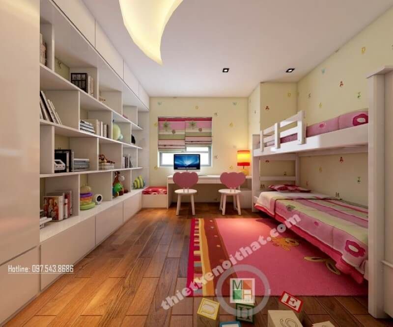 Hệ tủ kệ hiện đại được thiết kế đầy mới lạ, tích hợp của nhiều chức năng như kệ sách, tủ trang trí... tạo cho con bạn thuận tiện hơn trong quá trình sử dụng