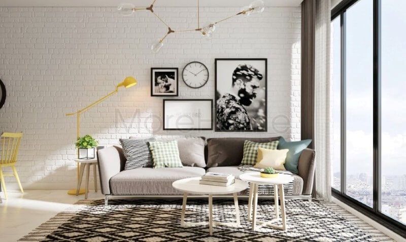 Trang trí nội thất phòng khách chung cư nhỏ ấn tượng và sang trọng với bộ sofa chữ i hiện đại